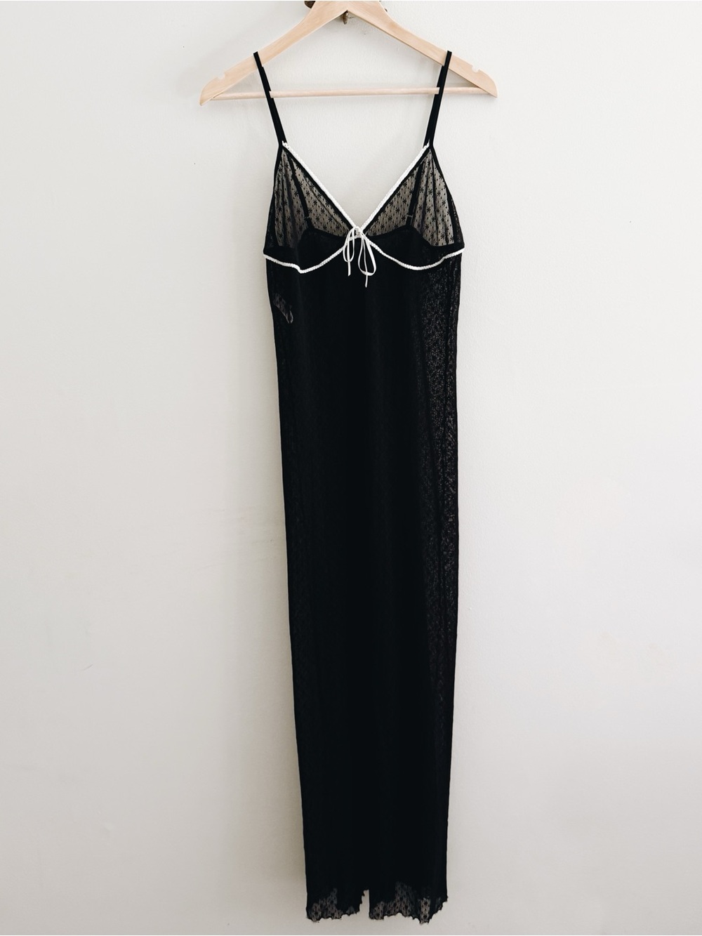 Victoria’s Secret Sheer Lace Black Lace Maxi Slip Dress womens Medium